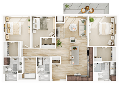 D-1_D3 Floor Plan at The Mera, St Louis Park, MN 55426